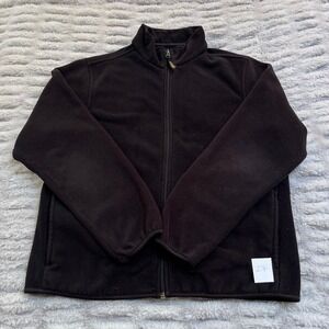 VTG Woolrich Womens Fleece Jacket Black Zip Up Stand Collar Full Zip Warm Size M
